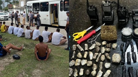 Um detento foi recapturado após ser flagrado com drogas, gerando tumulto entre outros presos em Praia Grande - Foto: Divulgação/ Polícia Militar