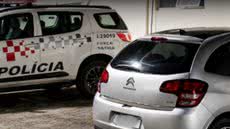 Abordagem da Força Tática revelou que o carro tinha placas falsas e motor adulterado, resultando na prisão do motorista - Foto: Divulgação/ 29° BPMI