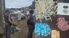 Uma operação da Polícia Militar em Itanhaém culminou na prisão de um homem por tráfico de drogas, com apreensão de diversas substâncias - Foto: Divulgação/ 29° BPMI