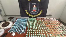 Durante patrulhamento, PM apreende mais de 3 quilos de drogas em Santos, apesar de suspeitos terem conseguido fugir - Foto: Divulgação/ 6° BPMI