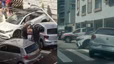 Um acidente envolvendo dois carros no Embaré, Santos, deixou uma mulher ferida e mobilizou equipes de emergência na manhã desta quarta-feira - Foto: Reprodução