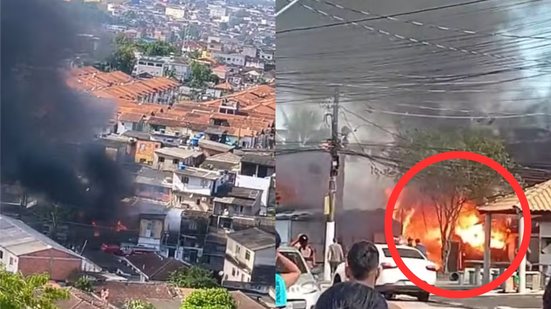 Um incêndio de grandes proporções destruiu seis moradias em Santos, mobilizando equipes de emergência e deixando uma vítima ferida - Foto: Reprodução