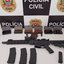 Investigação revela arsenal escondido em cofres, aumentando os riscos para a vítima de agressões físicas e ameaças - Foto: Divulgação/ Polícia Civil