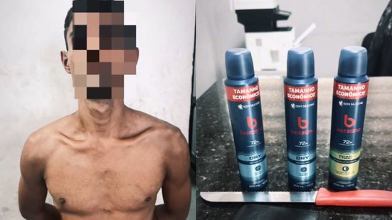 Equipes de motocicletas da PM agem rapidamente e prendem assaltante após roubo em drogaria na Avenida Presidente Kennedy - Foto: Divulgação/ 45° BPMI