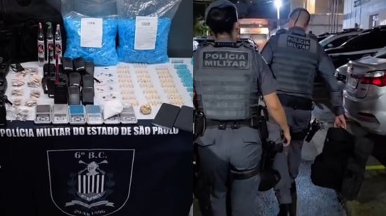 Incursão do 6º BPM/I resulta em apreensão de drogas e equipamentos no Morro José Menino, em Santos - Foto: Divulgação/ 6° BPMI