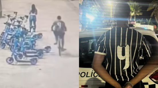 Um adolescente foi contido por populares após furto de bicicleta em Praia Grande, com a ajuda de um policial militar de folga - Foto: Divulgação/ 45° BPMI