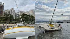 O veleiro virou na praia do Canal 5, e o resgate foi realizado rapidamente por um guarda-vidas e populares - Foto: Divulgação/ Gbmar
