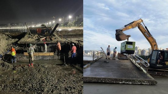 Após mau tempo, a prefeitura de Santos libera passarela sobre o Canal 5 - Imagem: Reprodução
