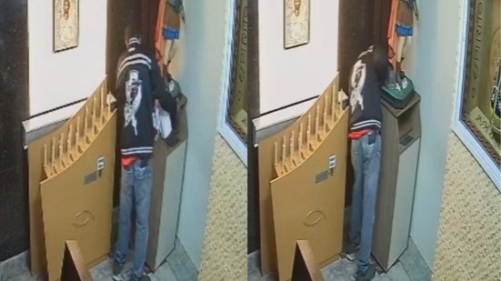 Igreja São João Batista é alvo de furto em Peruíbe e imagens ajudam a polícia - Imagem: Reprodução