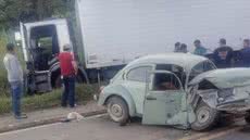 Caminhão a 100 km/h atinge carro de idosos em rodovia de Jacupiranga - Imagem: Reprodução