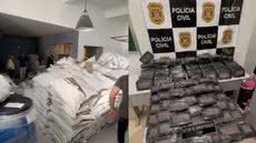 Investigadores do 1º DP de Santos realizam operação e apreendem 181 kg de cocaína escondidos em sacas de café, desmantelando esquema de tráfico - Foto: Divulgação/ Polícia Civil