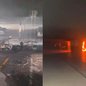 Um incêndio em garagem de prédio residencial em Santos destruiu duas motocicletas - Imagem: Reprodução