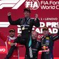 Pódio foi composto por Antonelli, Hamilton e Verstappen - Foto: Reuters