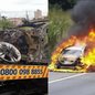 O incêndio teve origem em uma falha mecânica, resultando em danos severos ao veículo e mobilizando equipes de emergência rapidamente - Foto: Reprodução/ Artesp