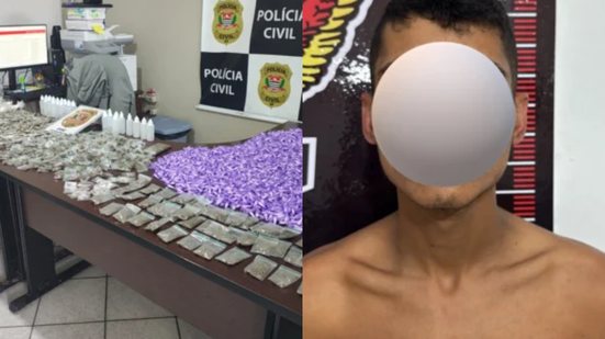Suspeito foi flagrado reabastecendo ponto de venda conhecido como 'Biqueira da Faixa' no Jardim Primavera - Foto: Divulgação/ Polícia Civil