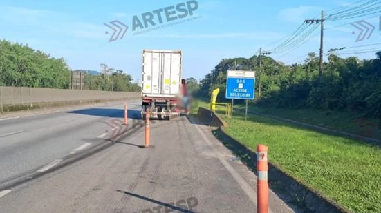 Pedestre morre após ser atingido por veículo de carga na SP-248 no litoral - Imagem: Divulgação / Artesp