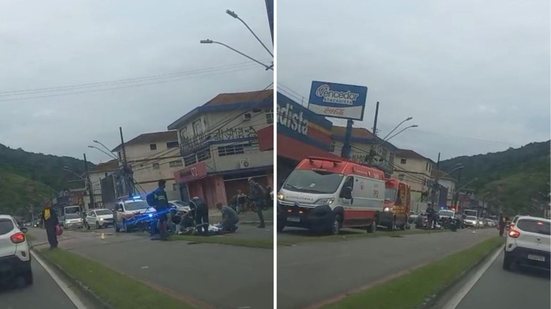 Piloto da motocicleta teve ferimentos leves nas mãos e foi socorrido por ambulância do Samu no local. - Foto: Reprodução/ Redes Sociais