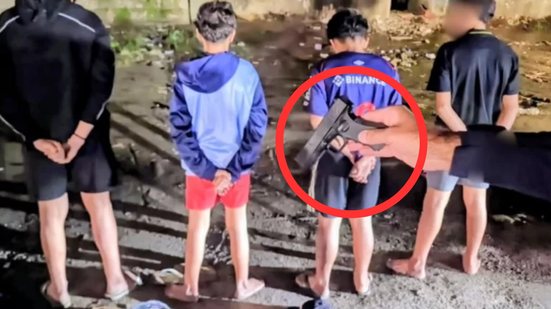 A apreensão de um simulacro de arma de fogo resultou na detenção de quatro adolescentes envolvidos em tentativa de roubo - Foto: Divulgação/ GCM de Cubatão