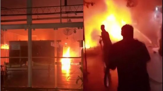 Brigada age rápido e controla incêndio em estandes de shopping no Guarujá - Imagem: Divulgação