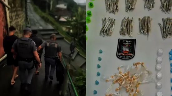 Operação de saturação na Zona Noroeste de Santos leva à prisão de dois homens e apreensão de drogas e dinheiro - Foto: Divulgação/ 6° BPMI