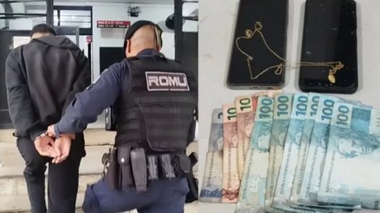 Guardas de Guarujá prendem homem com celulares recebendo Pix e corrente roubada - Imagem: Divulgação