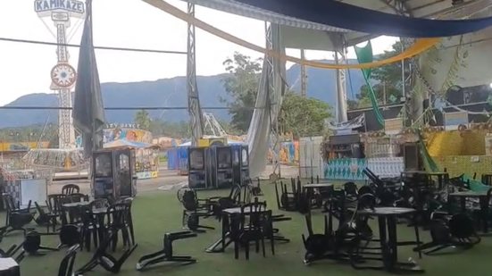 Temporal arranca cobertura de galpão e fecha parque de diversões no Kartódromo de Cubatão - Imagem: Divulgação