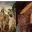 Detalhe do anjo tradicionalmente atribuído ao jovem Leonardo - O Batismo de Cristo, de Andrea del Verrocchio e Leonardo da Vinci, c. 1475-1478
