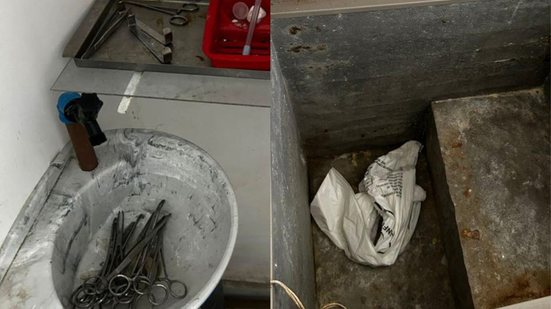 Com freezer de cadáveres enferrujado e falta de água, clínica veterinária é lacrada em Mongaguá - Imagem: Divulgação