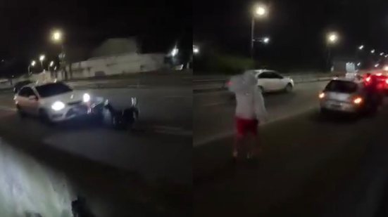Ciclista filma atropelamento de motociclista e fuga de motorista na Rodovia dos Imigrantes - Imagem: Divulgação