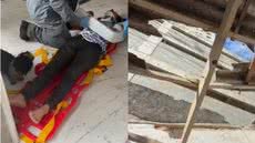 Defesa Civil e fiscais realizam vistorias após o acidente que deixou uma casa danificada e uma mulher ferida - Foto: Carlos Abelha/TV Tribuna