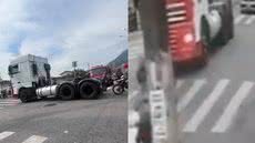 Colisão entre caminhão e bicicleta mata adolescente no bairro Vila Santo Antônio, em Guarujá - Imagem: Divulgação