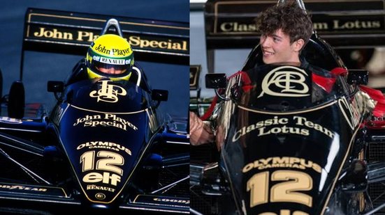 Ayrton Senna em 1985 (esquerda) e Oliver Bearman em 2026 (direita) - Foto: Getty Images/ Redes Sociais