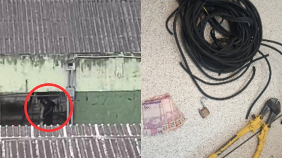 Casal é preso em flagrante ao tentar furtar fiação elétrica no Sambódromo de Santos - Imagem: Divulgação
