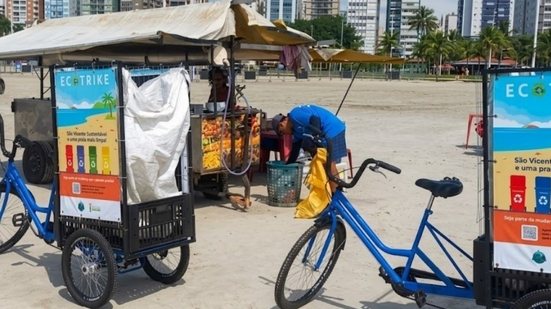 Projeto Ecotrikes recolhe mais de 7 toneladas de resíduos recicláveis nas praias de São Vicente no primeiro semestre de 2026 - Foto: Divulgação/ Prefeitura de São Vicente