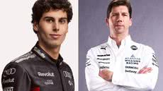 Gabriel Bortoleto, piloto da Audi (esquerda) e James Vowles, chefe de equipe da Williams (direita) - Foto:
