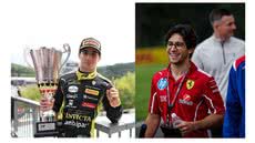 Rafael Câmara na F2 pela Invicta Racing (esquerda) e Rafael Câmara pela Academia da Ferrari - Foto: Reprodução/ Mídias Sociais