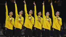 Com maiores notas do ano, conjunto brasileiro é campeão mundial de ginástica rítmica - Foto: Getty Images