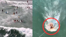 A equipe do helicóptero Águia 4 agiu rapidamente para salvar banhistas em apuros - Foto: Divulgação/GBMar