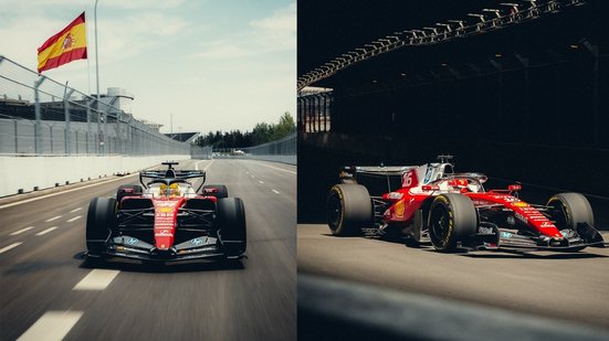 Carro de Lewis Hamilton (esquerda) e Charles Leclerc (direita), na pista de Madrid - Foto: Reprodução/ Redes Sociais
