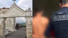 A rápida ação da Guarda Civil Municipal resultou na detenção de um homem que tentava furtar itens de bronze do Cemitério do Paquetá - Imagem: Reprodução