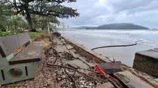 As obras em Santos incluem limpeza, escavação e modernização de áreas de lazer, com foco na resistência contra o mar - Imagem: Reprodução