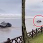 Um veículo de resgate marinho ficou preso na areia em Bertioga, surpreendido pela maré alta durante ronda do Instituto Gremar - Foto: Redes sociais