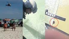 Helicóptero da Polícia Militar e Bombeiros trabalham juntos para salvar jovens em situação de afogamento na Praia da Enseada - Foto: Comando de Aviação da Polícia Militar (CavPM) de SP