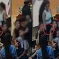 Uma mulher furtou a bolsa de uma família enquanto um comparsa distraía os clientes no Brisamar Shopping, em São Vicente. - Foto: Imagem / Reprodução