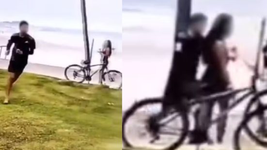 Imagens do roubo na orla da praia no Guarujá - Imagem: Divulgação/Romu