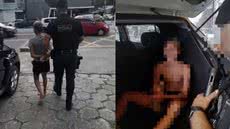 A atitude de tentar se esconder do policiamento gerou suspeitas e culminou na detenção do jovem por infrações anteriores - Imagem: Divulgação/ ROMU Guarujá