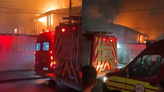 Chamas altas e visíveis de longe destruíram parte do imóvel - Imagem: Reprodução