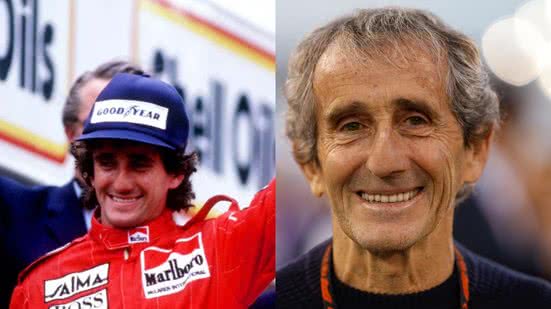 Piloto Alain Prost na McLaren e a imagem dele atual - Foto: Getty Images (esquerda) / AFP (direita)