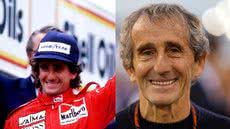 Piloto Alain Prost na McLaren e a imagem dele atual - Foto: Getty Images (esquerda) / AFP (direita)