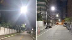 A transição para lâmpadas LED resulta em uma economia significativa de energia elétrica e custos operacionais para a Prefeitura - Foto: Divulgação/ Prefeitura de Santos